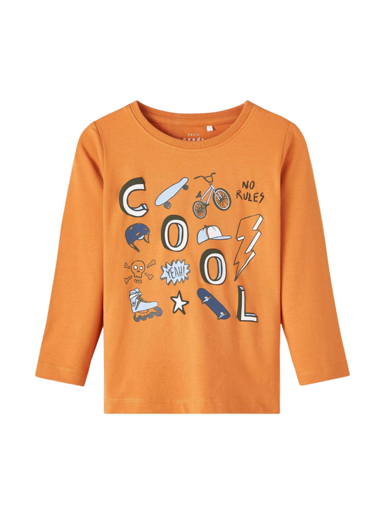 Name it shirt oranje van Basic needs lijn. print voor jongens en meisjes. outlet 