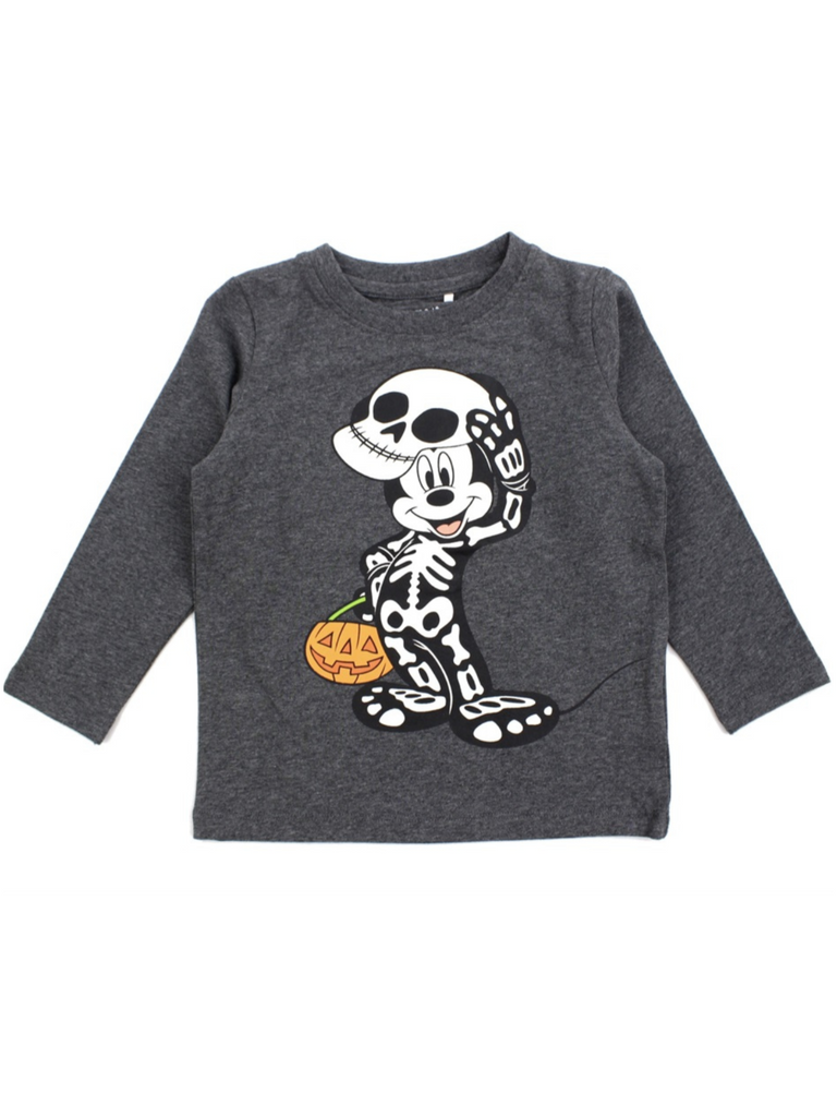 Shirt met lange mouwen grijs voor kinderen. mickey mouse halloween print 