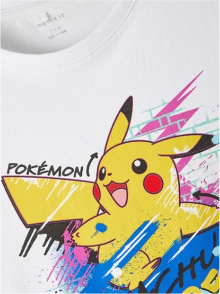 Wit T-shirt voor jongens van Pokemon met Pikachu, Name it, Outlet