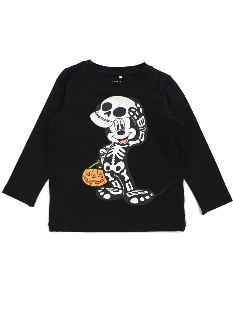 Shirt met lange mouwen zwart voor kinderen. mickey mouse halloween print 