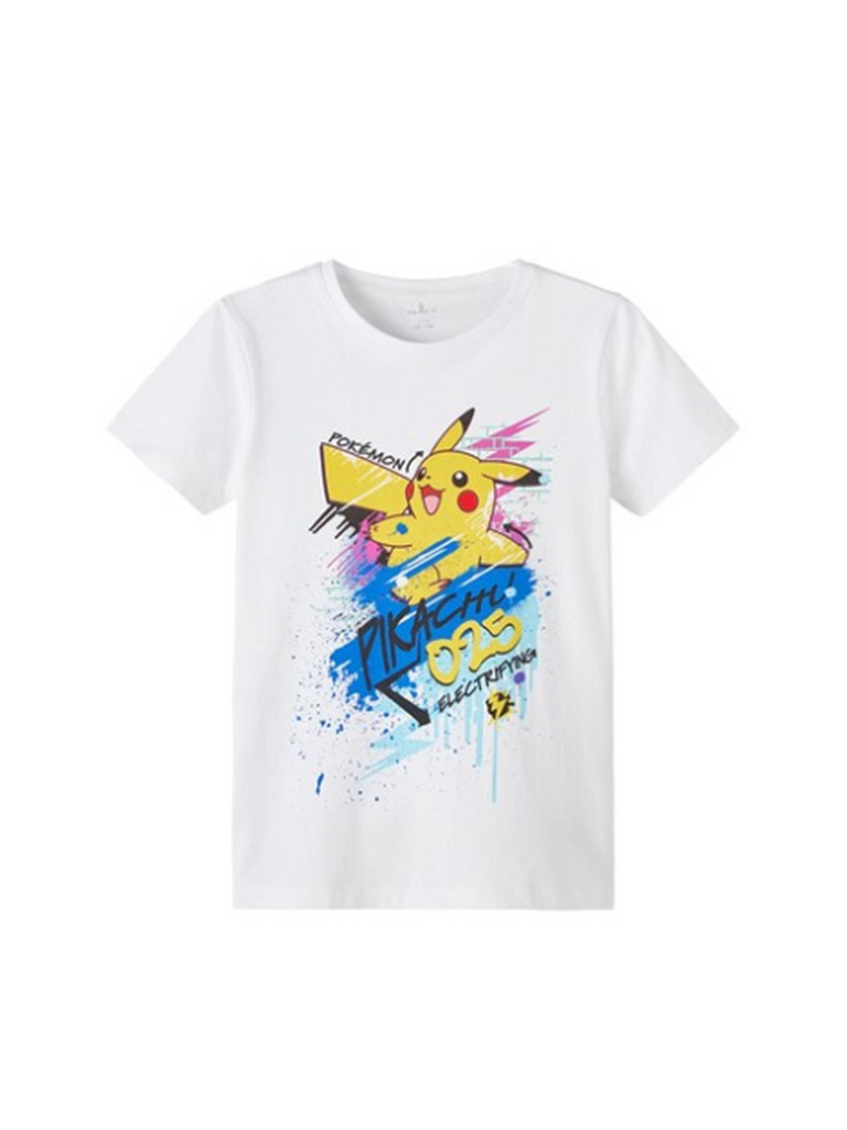 T-shirt wit met Pikachu van Pokemon, merk NAME IT, outlet prijs