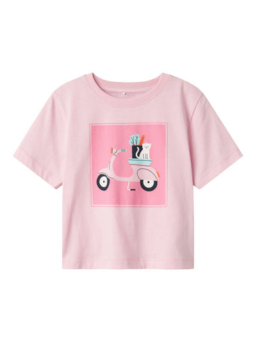 T-shirt van name it mini voor meisjes in roze en wit