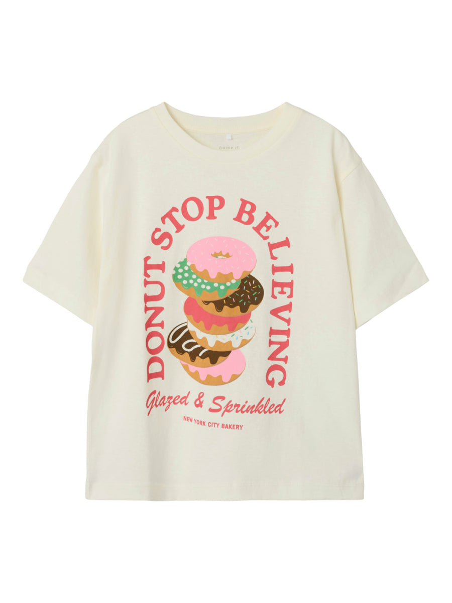 T-shirt in het wit met donut print voor meisjes van Name it