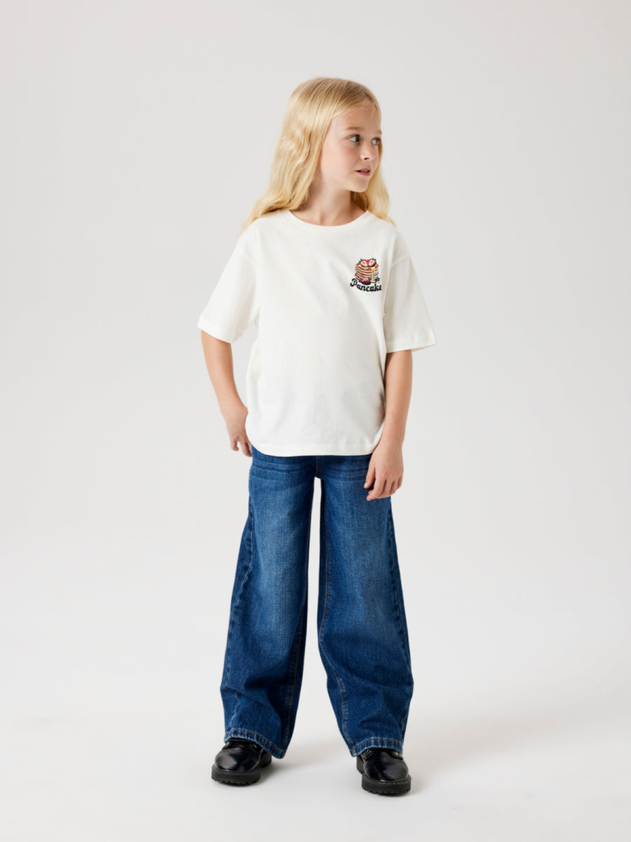 T-shirt voor meisjes in het wit van Name it met rugprint van pancake