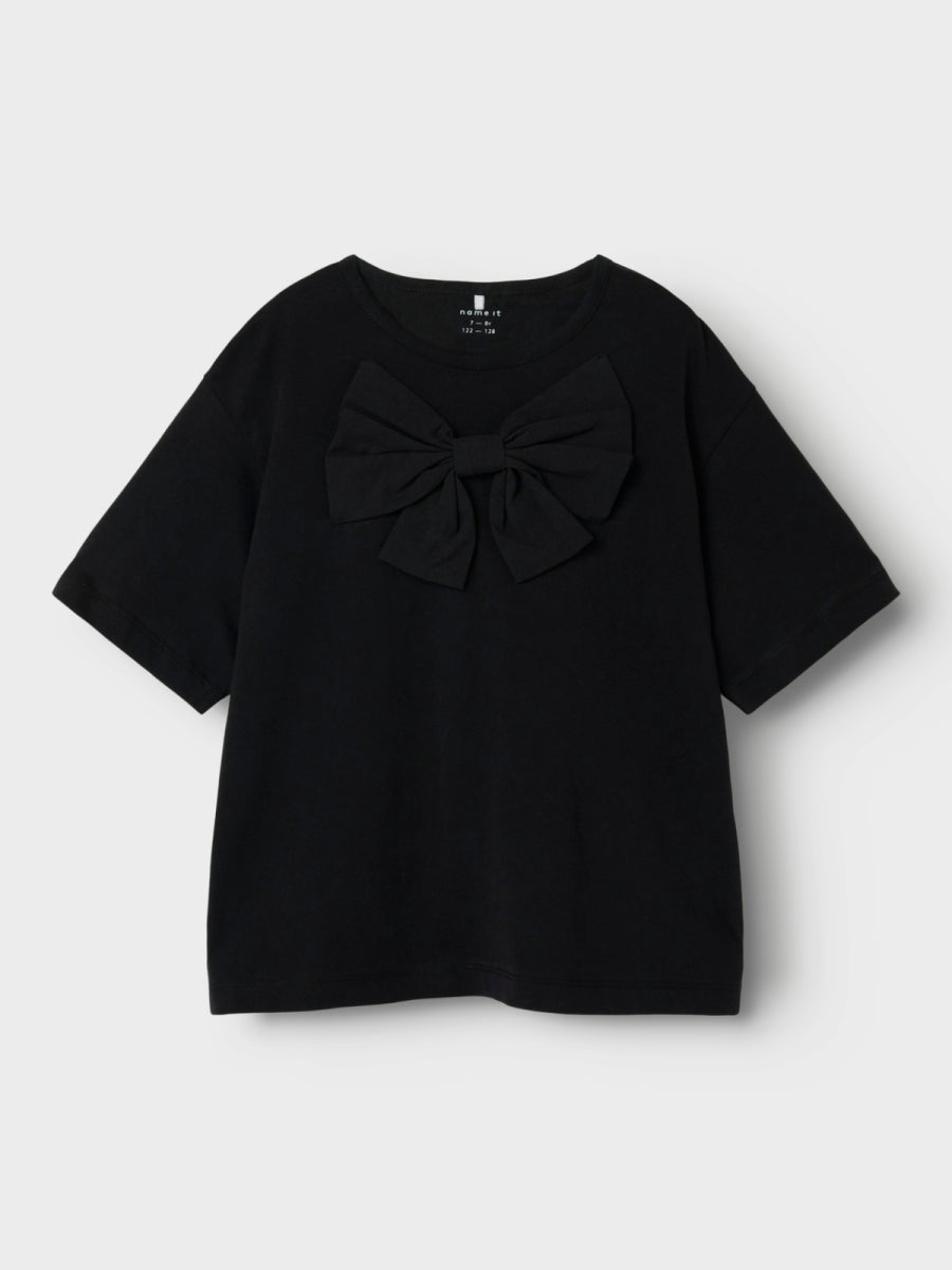 blouse in zwart met strik voor meisjes van Name it