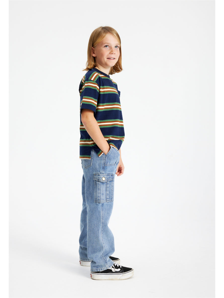 cargobroek voor kinderen in blauw van The new 