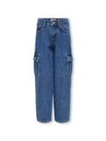cargobroek in denim voor meisjes