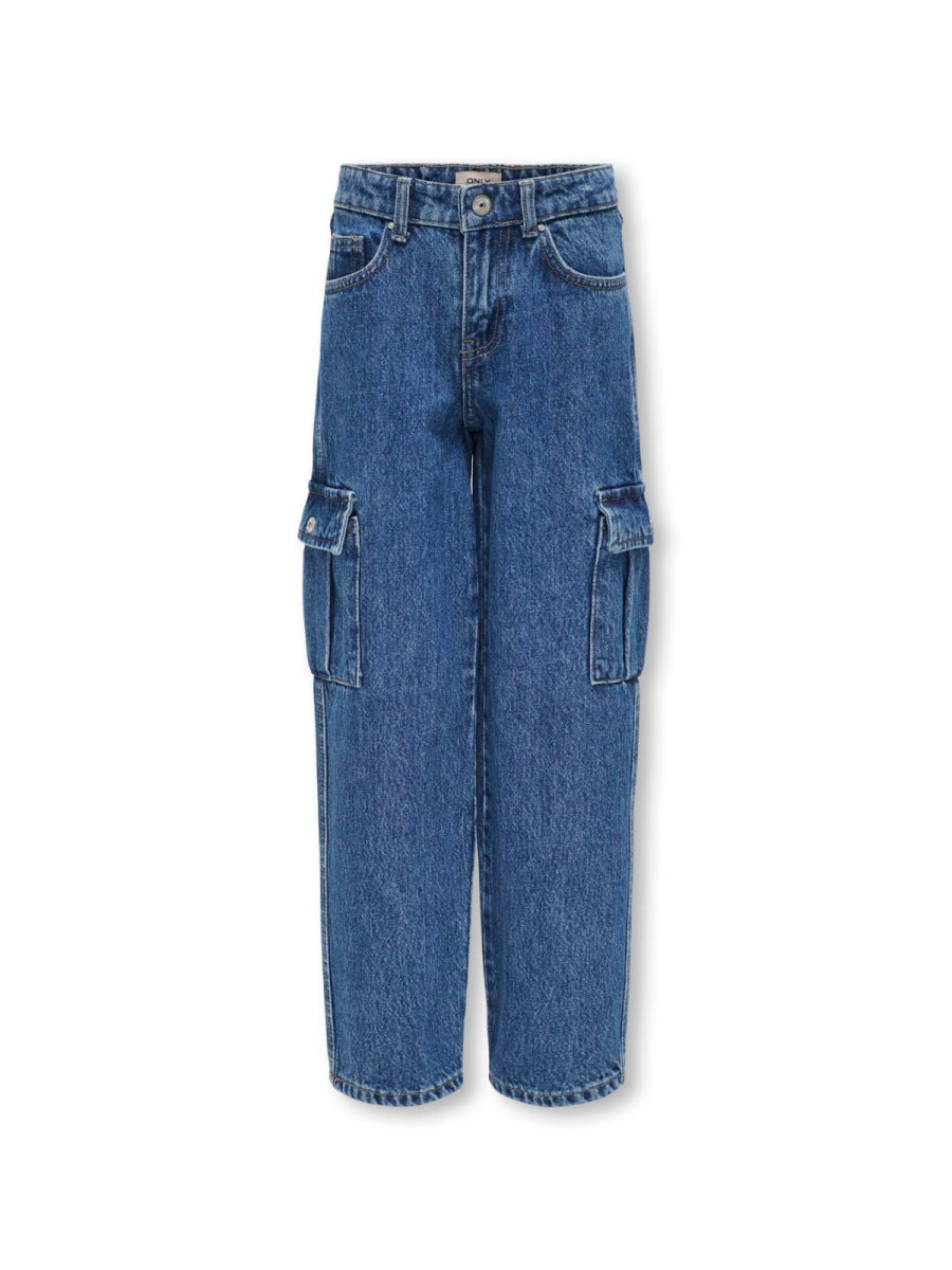 cargobroek in denim voor meisjes