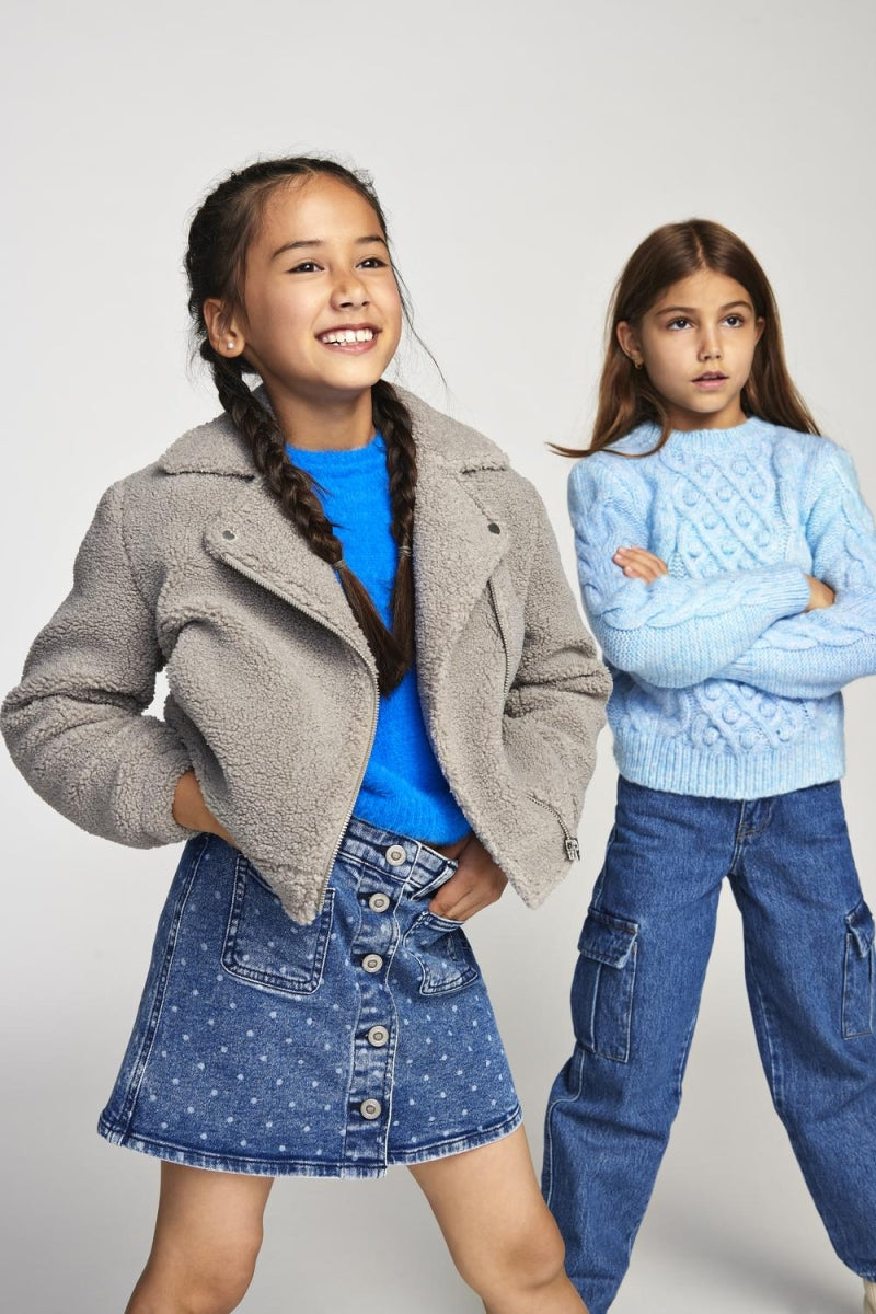 cargobroek in denim stof voor meisjes