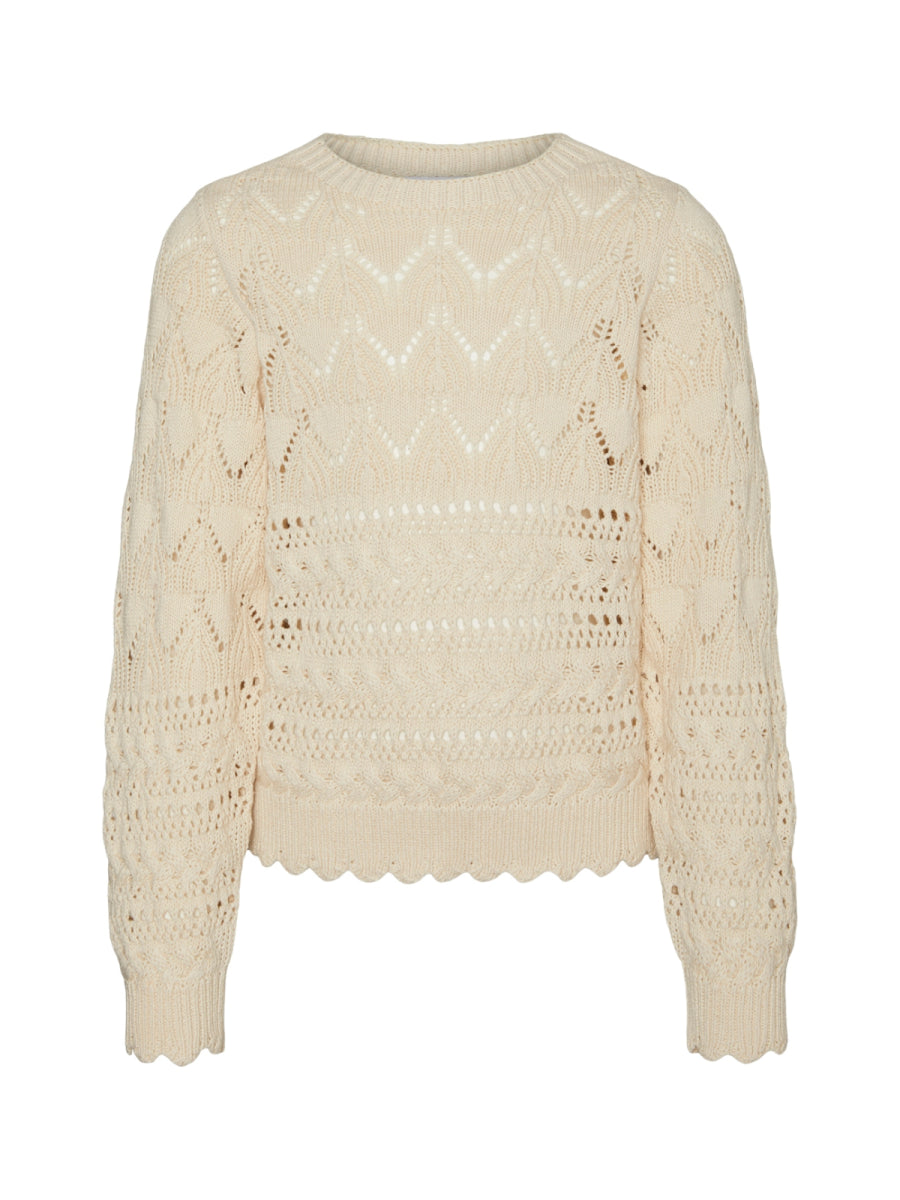 gebreide trui van vero moda girl voor meisjes in ecru 