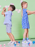 Hemd in linnen in het blauw en ecru van Mini Rebels zomer 2025