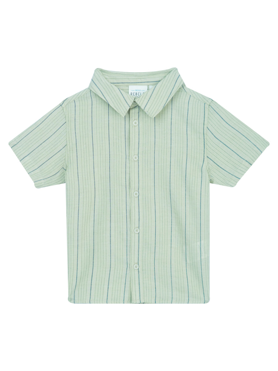 Hemd van linnen in medium khaki voor jongens van Mini Rebels zomer 2025