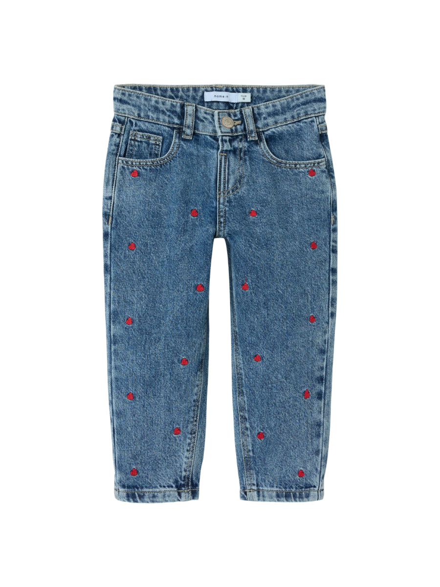 Jeansbroek voor meisjes van Name it bedrukt met hartjes