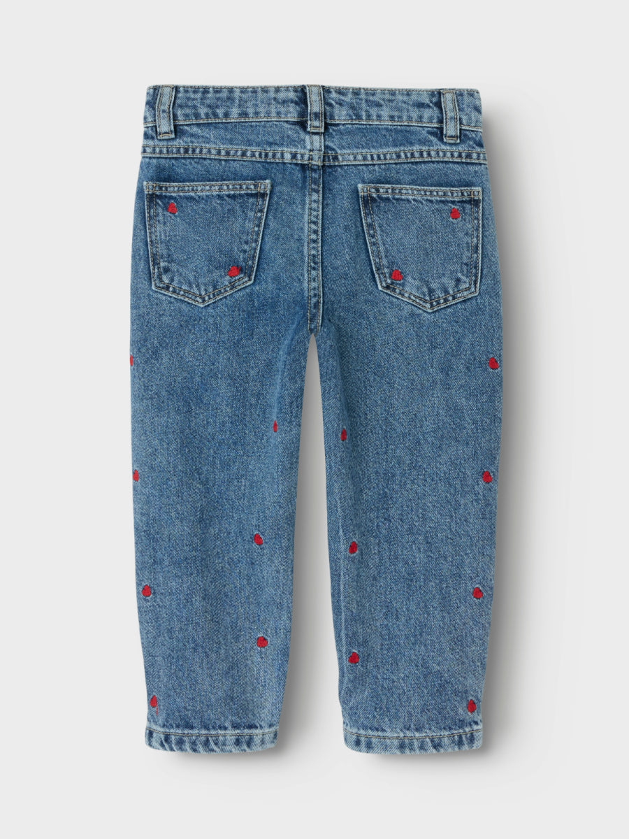 Jeansbroek voor meisjes van Name it bedrukt met hartjes