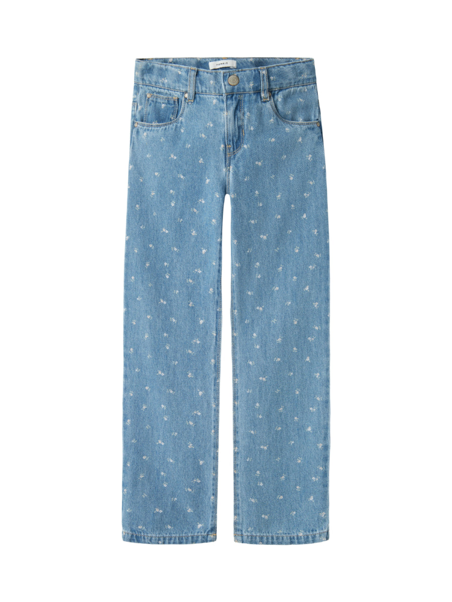 Jeansbroek met print voor meisjes van Name it in het blauw