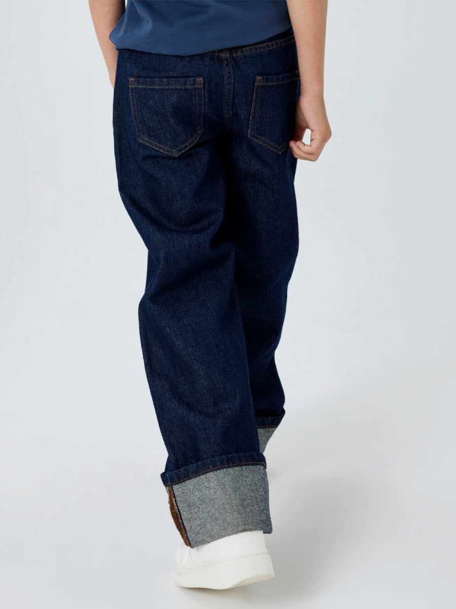 jeansbroek wijd voor meisjes in donkerblauw van name it