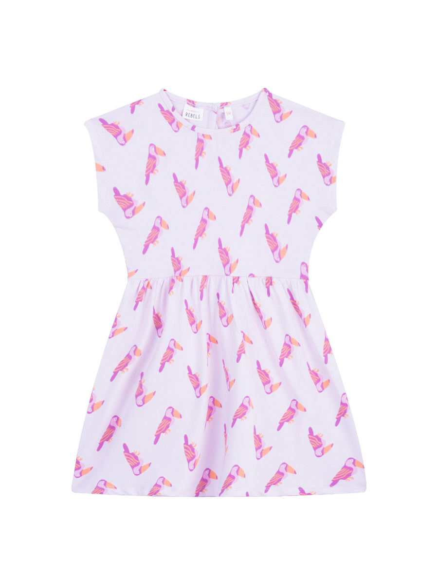 Jurk in lila met dieren print van Mini Rebels voor meisjes.