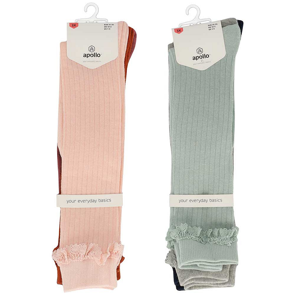 kniekousen voor meisjes van Apollo socks met kant