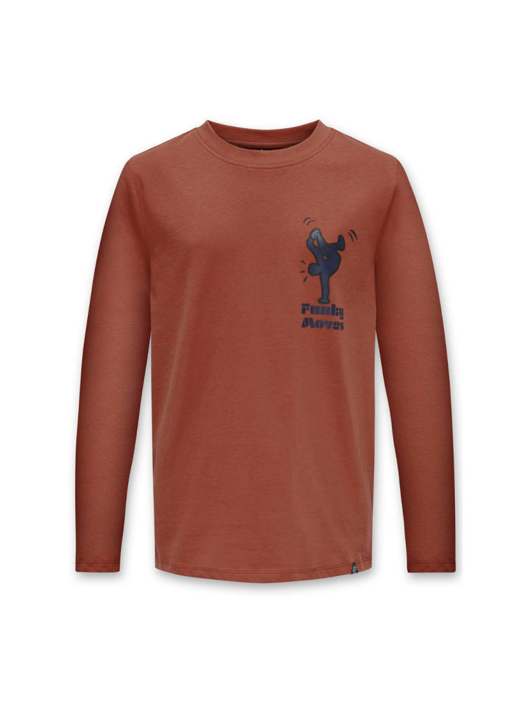 longsleeve met backprint in bruin voor jongens van Kids ONLY