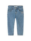 Jeansbroek mom fit voor meisjes van Name it met strik detail