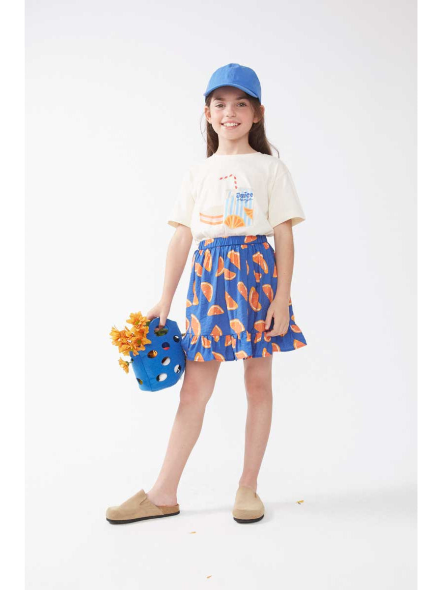 Rok met sinaasappelen print in blauw van Compania Fantastica voor meisjes