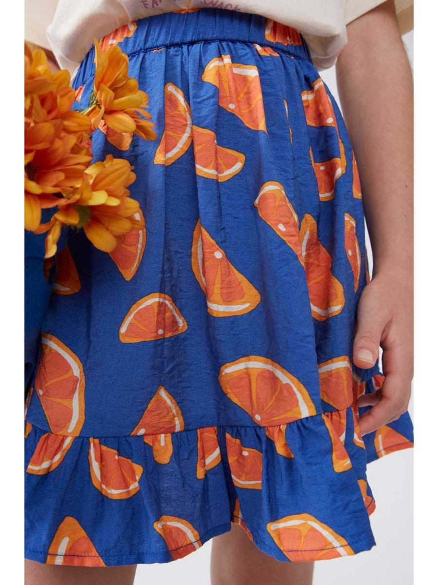 Rok met sinaasappelen print in blauw van Compania Fantastica voor meisjes