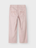 Roze broek voor meisjes in wide fit van name it met print van strik
