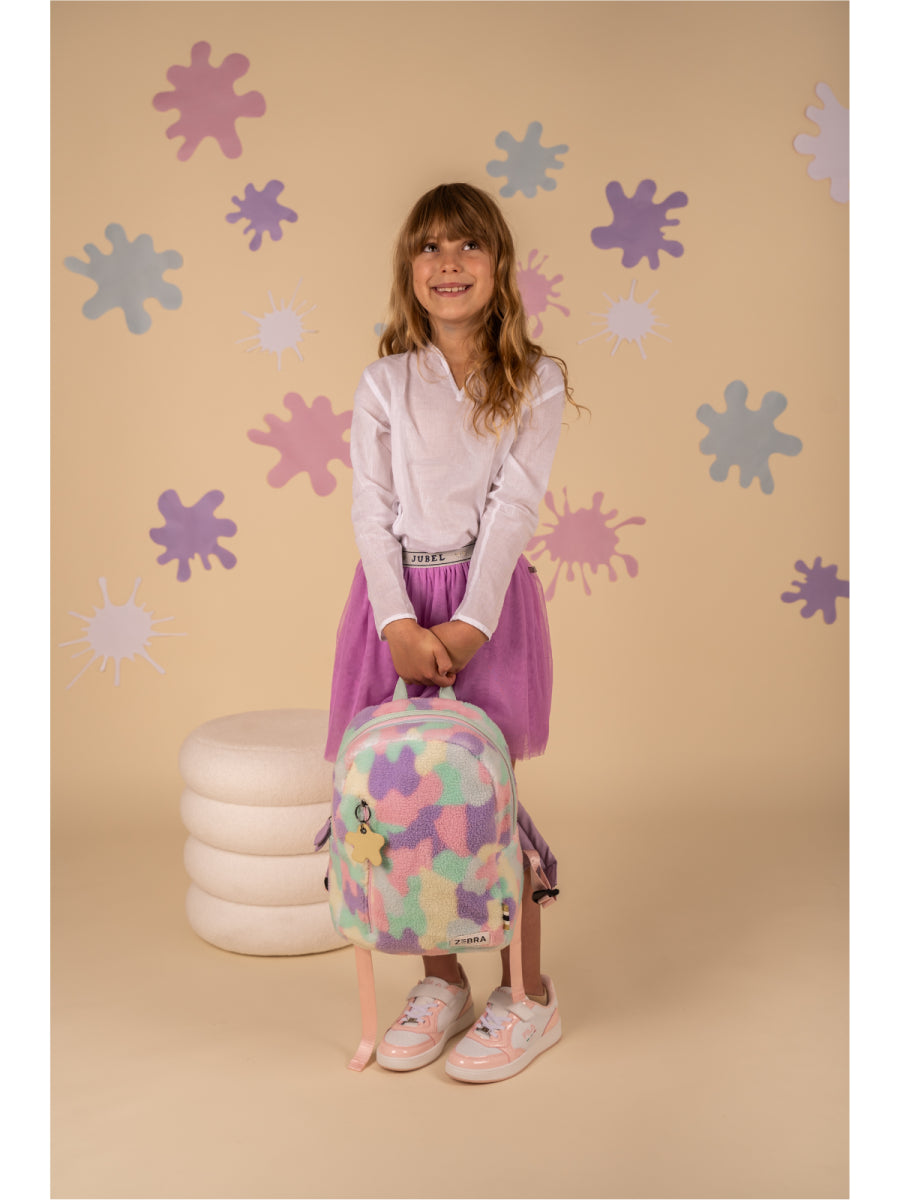Rugzak in multi kleur met teddy stof voor meisjes van Zebra Trends