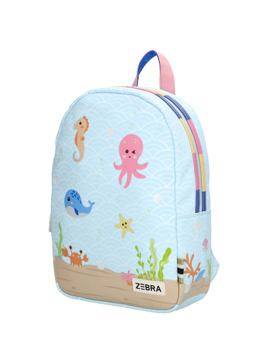 Rugzak voor meisjes van Zebra Trends in het blauw met zee dieren thema