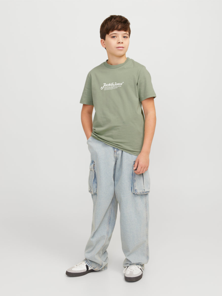 Shirt met korte mouwen voor jongens in het groen van jack and jones junior