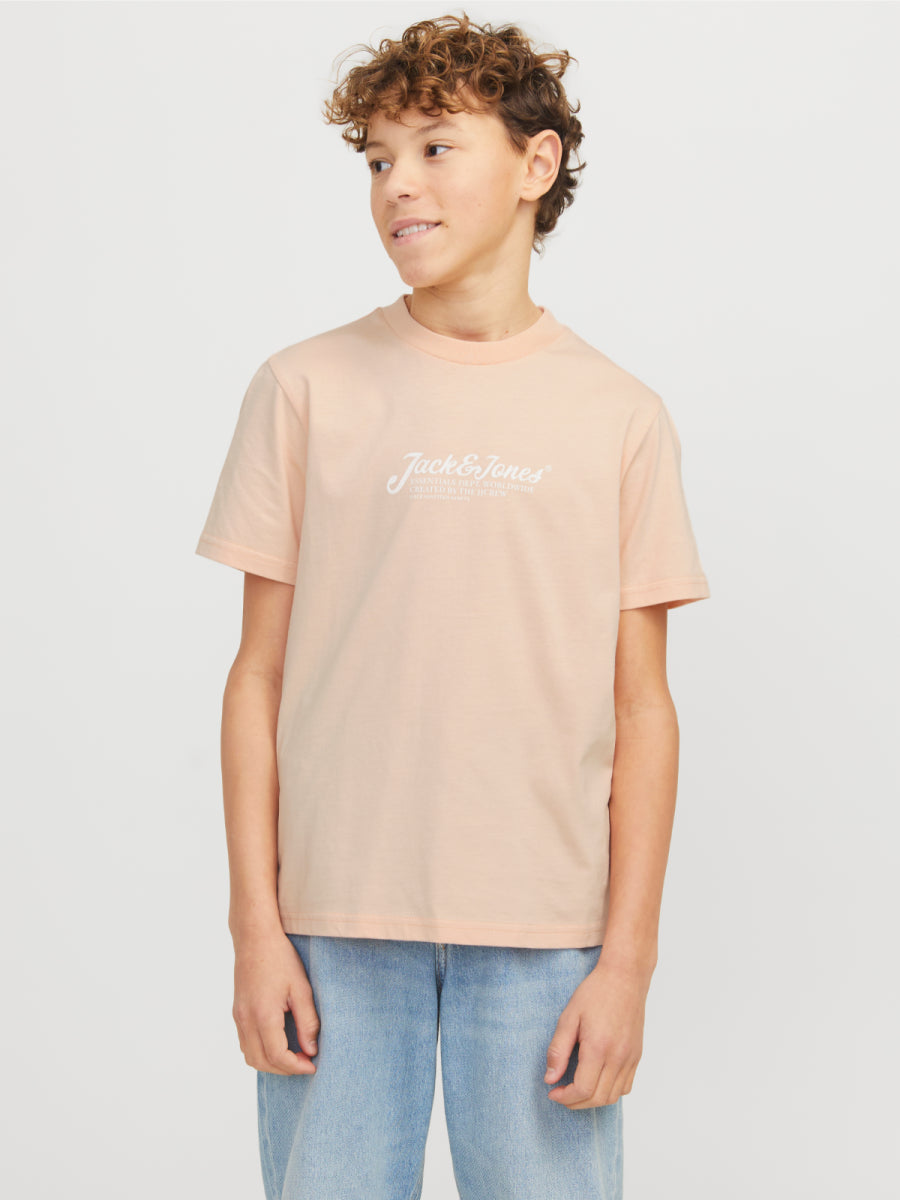 T-shirt voor jongens in peach orange van Jack and jones junior