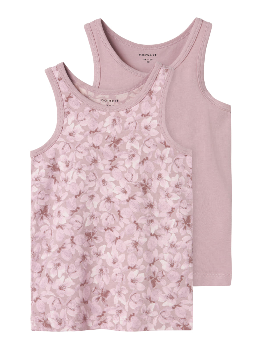 Singlet duo pack voor meisjes van Name it met roze bloemen