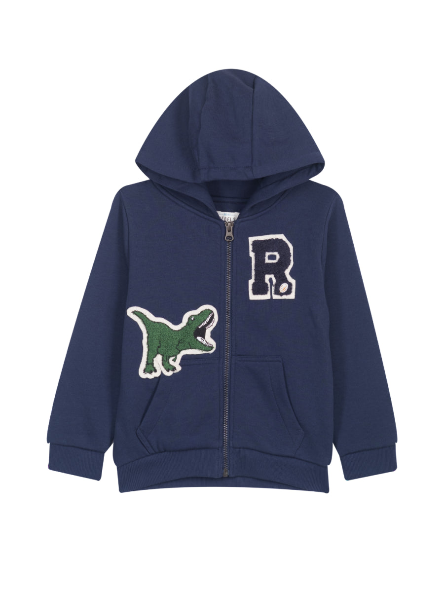 sweater in blauw voor jongens met dino print van Mini Rebels