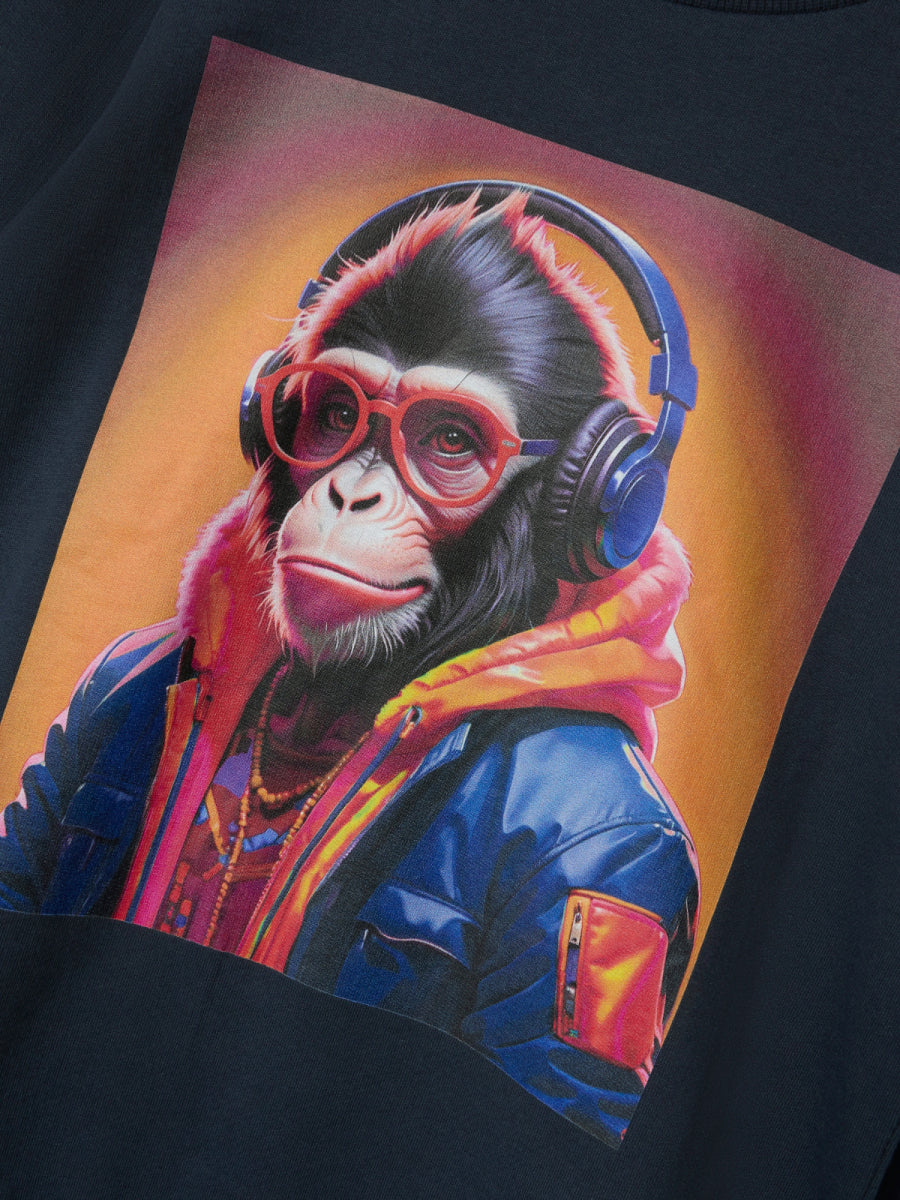 sweater print aap in het blauw voor jongens
