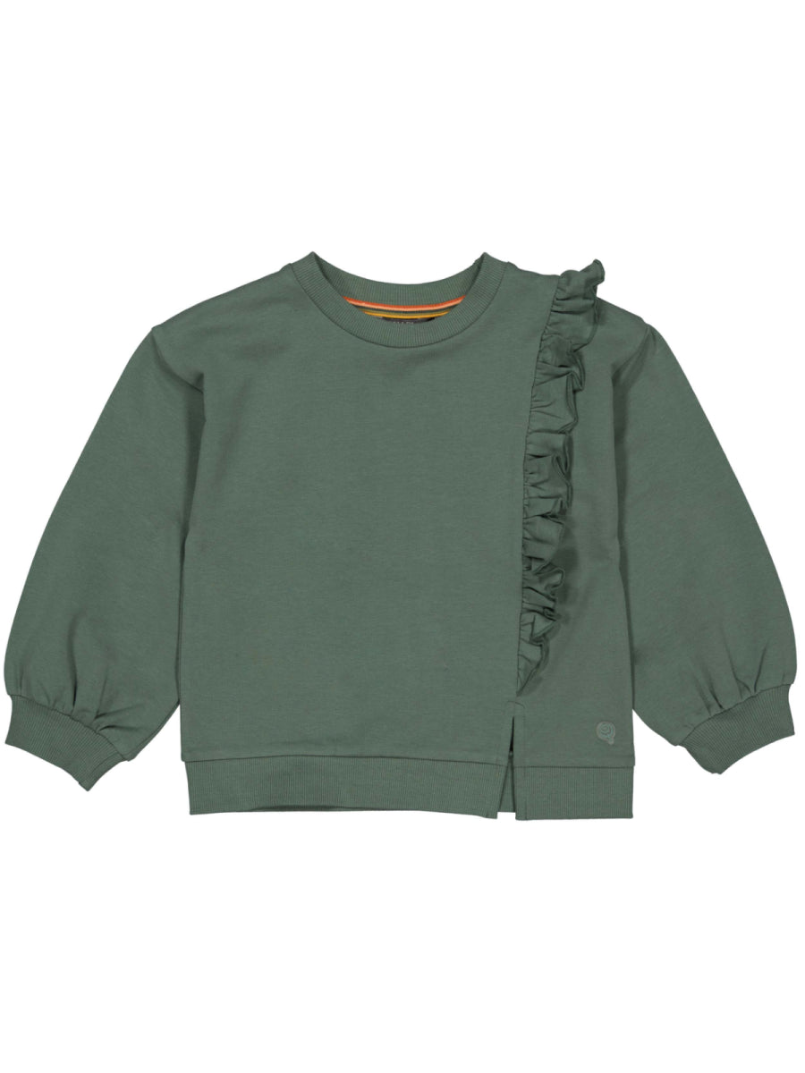 Sweater met ruches voor meisjes van Quapi in het groen