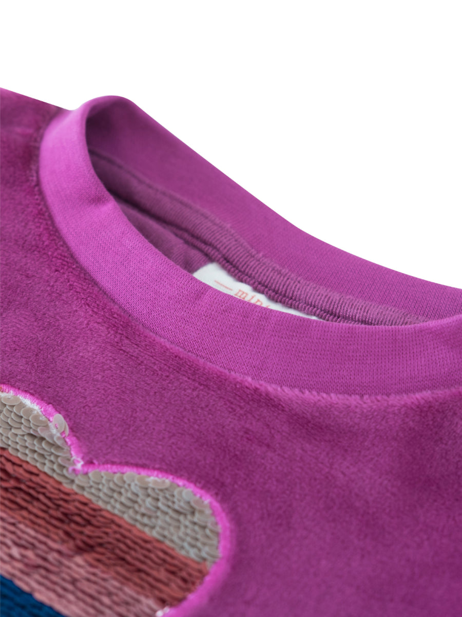 sweatshirt in paars van fluweelstof voor meisjes van Mini Rebels