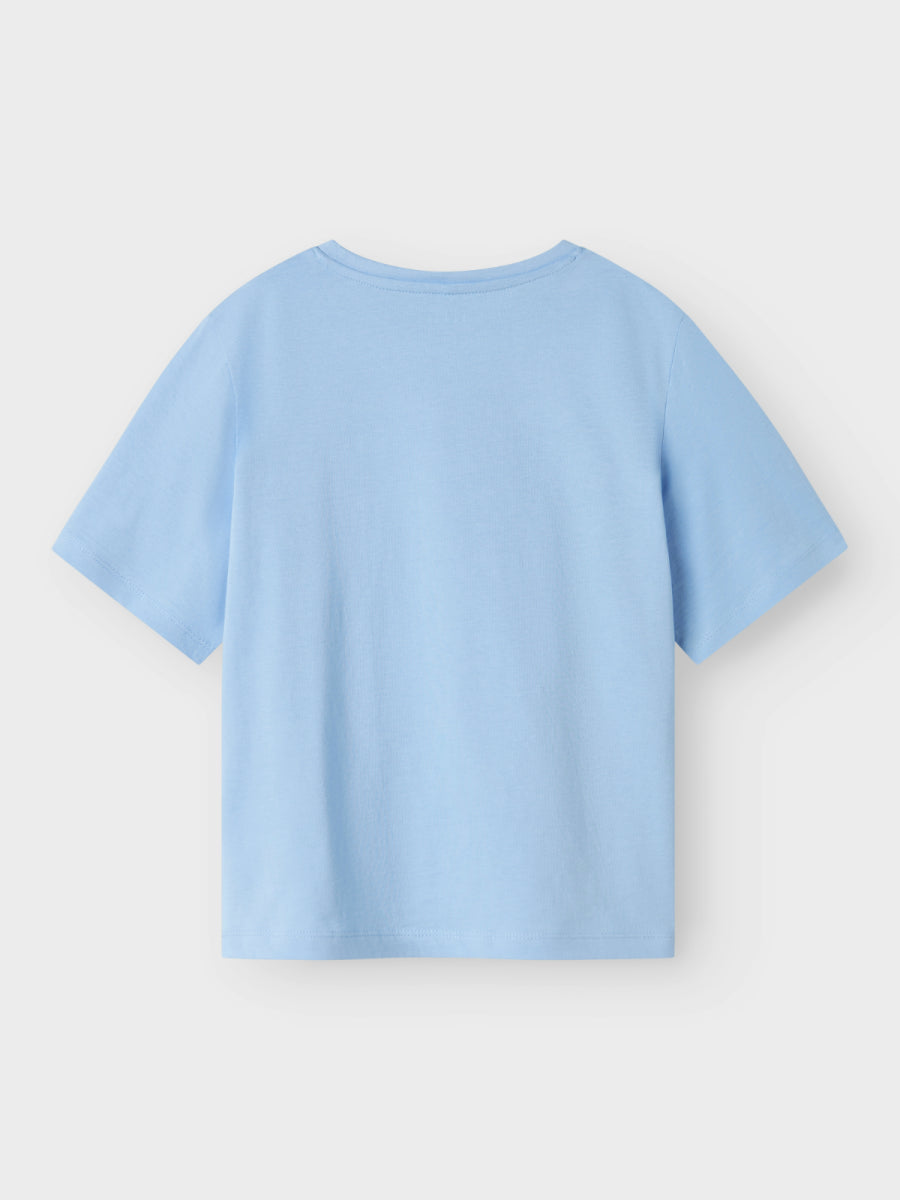 T-shirt in het blauw voor meisjes van Name it met print van een hond.