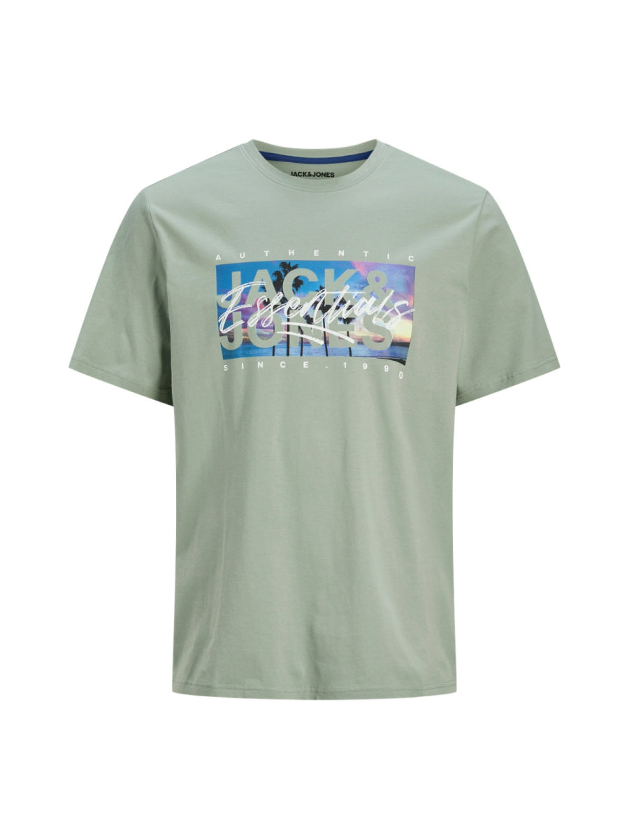 T-shirt voor jongens van Jack & Jones in groen met fotoprint