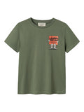 T-shirt met rugprint voor jongens in militair groen van Name it 