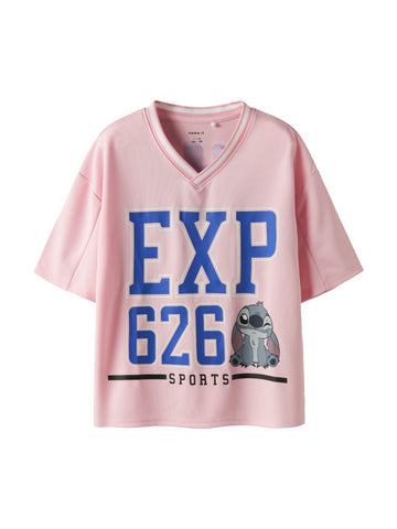 T-shirt in het roze voor meisjes met print van Stitch 