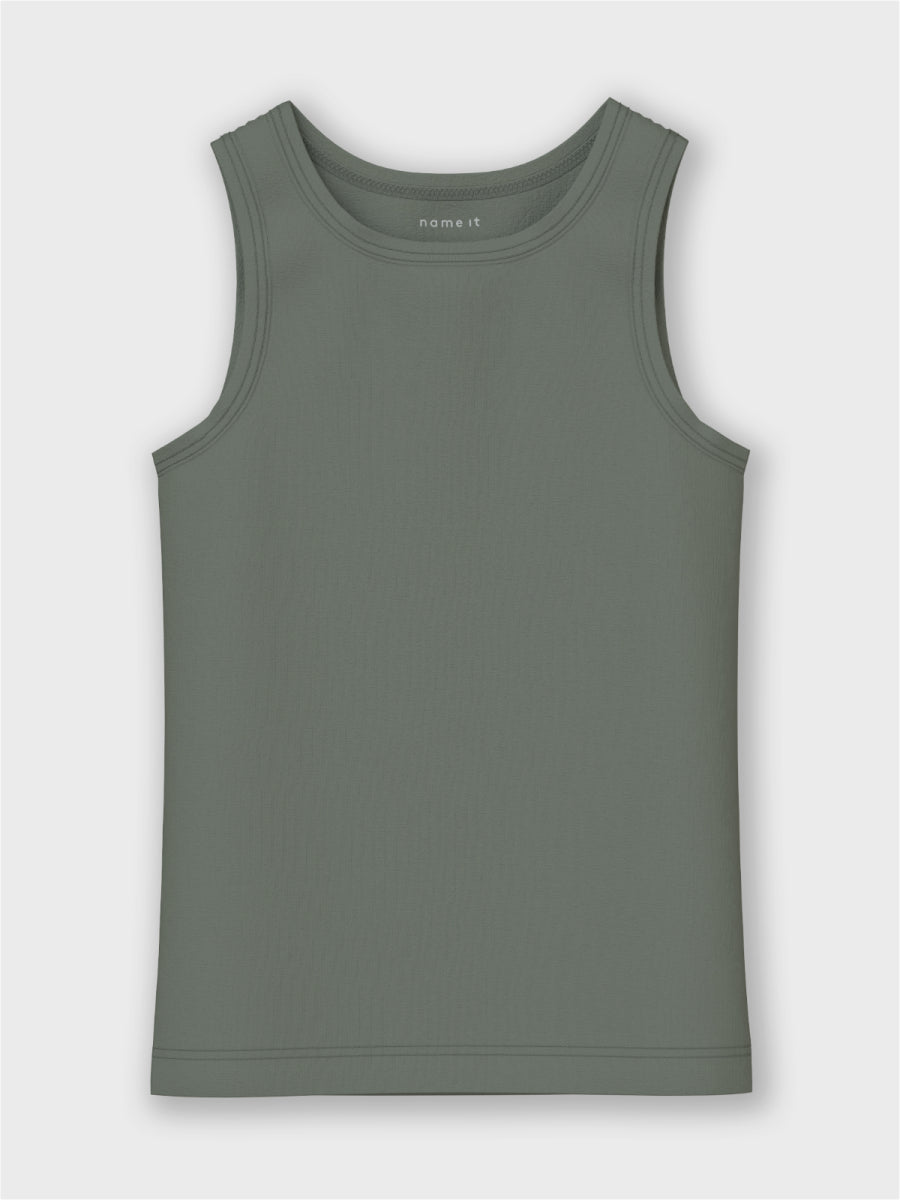 Tanktopjes voor jongens met dino print van Name it in het groen