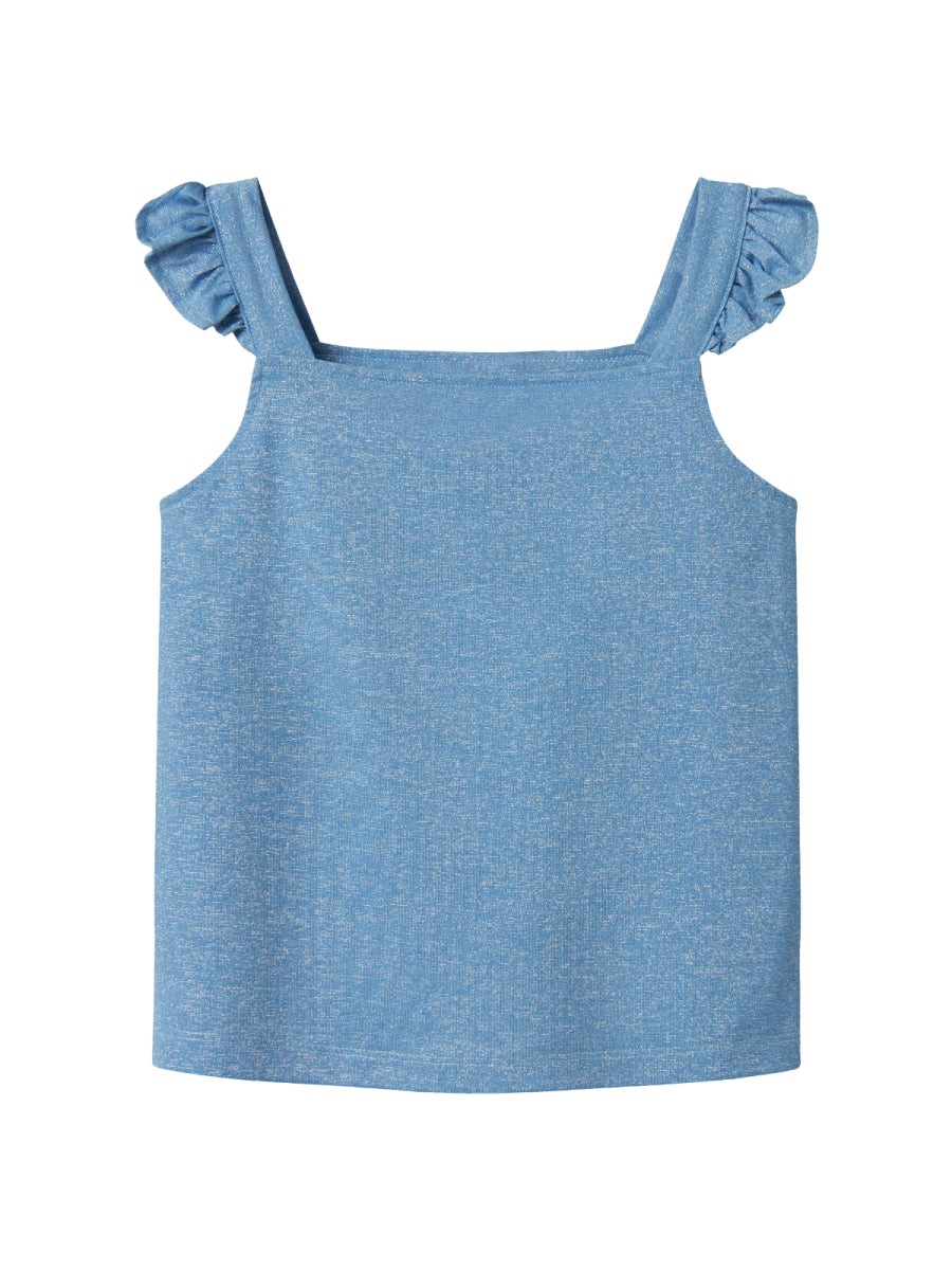 Tanktop voor meisjes van Name it met glitter en ruches