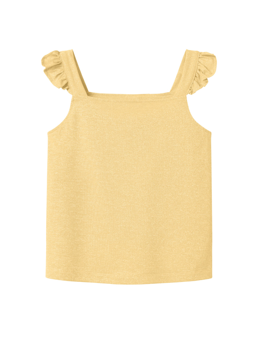 Tanktop voor meisjes van Name it met glitter en ruches