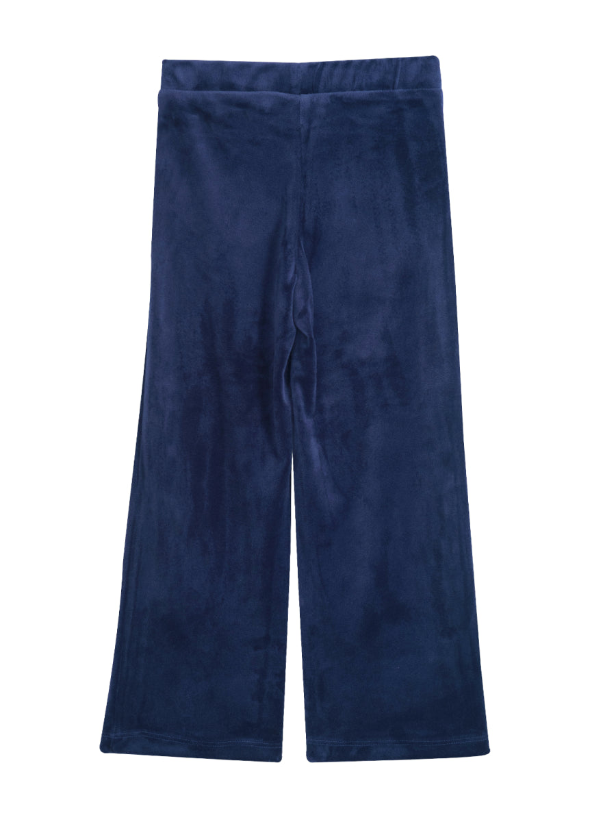 wijde broek blauw voor meisjes van fluweelstof van Mini Rebels
